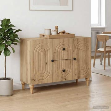 vidaXL TV-kast Artisanaal eiken 89 x 34,5 x 60 cm Bewerkt, Minder dan 50 cm, Verzenden, Nieuw, Minder dan 100 cm