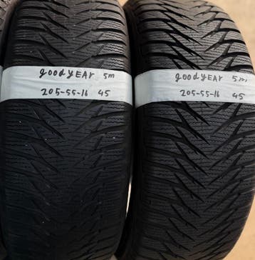 2x 205-55-16 Goodyear Winter 2x 5mm €45 Per Band 205 55 16, Ophalen, Gebruikt, 16 inch, Band(en)