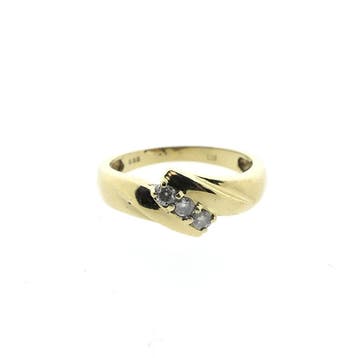 Gouden rijring met diamant; 0,12 ct., 18 tot 19, Gebruikt, Ophalen of Verzenden, Met edelsteen