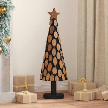 vidaXL Kerstboom met standaard Bruin 90 cm Massief teakhout, Diversen, Verzenden, Nieuw