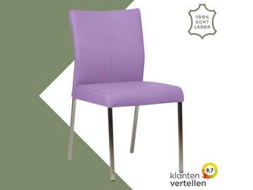 Leren eetkamerstoel Basic - Toledo Lila (lichtpaars) -, Huis en Inrichting, Stoelen, Overige kleuren, Nieuw, Leer, Ophalen of Verzenden
