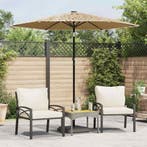vidaXL Parasol met LEDs en stalen paal 223x223x213 cm bruin, Verzenden, Nieuw, 2 tot 3 meter