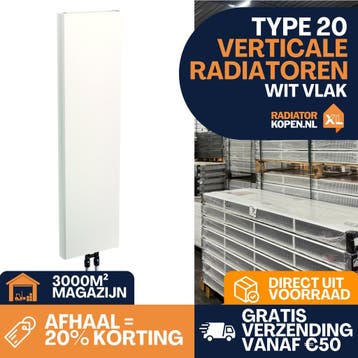 Verticale radiatoren Vlak – Wit T20, Doe-het-zelf en Verbouw, Verwarming en Radiatoren, Radiator, Nieuw, Ophalen of Verzenden