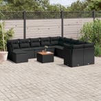 vidaXL 12-delige Loungeset met kussens poly rattan zwart, Verzenden, Nieuw, Loungeset