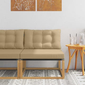 vidaXL Buiten Midden Sofa staal Whitewash en beige 79 x 83 x, Verzenden, Nieuw