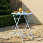 Klaptafel Sande tuintafel metaal rond 71xØ62 cm hemelsblauw, Tuin en Terras, Tuintafels, Verzenden, Nieuw