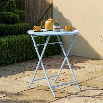 Klaptafel Sande tuintafel metaal rond 71xØ62 cm hemelsblauw, Verzenden, Nieuw