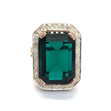 Zonder minimumprijs - Ring - 9 kt. Roségoud, Zilver Spinel -, Nieuw