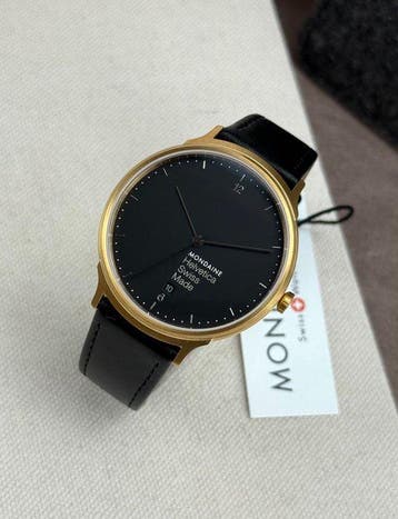 Mondaine - Helvetica No1 Black Date - Zonder minimumprijs -, Nieuw