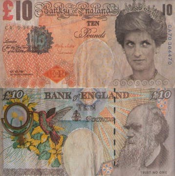Banksy (1974) - Di-Faced Tenner, Antiek en Kunst
