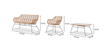 Stoel-Bank Loungeset Wates Rotan Look Naturel The Outsider, Tuin en Terras, Tuinbanken, Verzenden, Nieuw