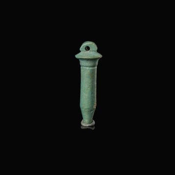 Oude Egypte, late periode Faience Papyrus - Scepter Amulet, Antiek en Kunst