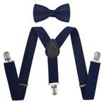 Fako Fashion - Kinder Bretels Met Vlinderstrik - 65cm - Navy, Verzenden, Nieuw