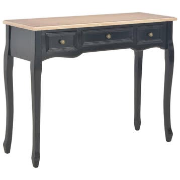 vidaXL Bijzettafeltje met 3 lades zwart, Verzenden, Nieuw, Hout, 60 cm of meer