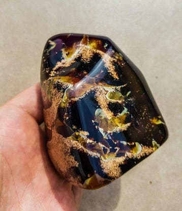Amber - Barnsteen - HQ Freeform Blauwe Barnsteen - 8.5 cm -