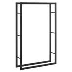 [en.casa] Brandhout rek houtopslag Täby 100x25x150 cm zwart, Tuin en Terras, Haardhout, Verzenden