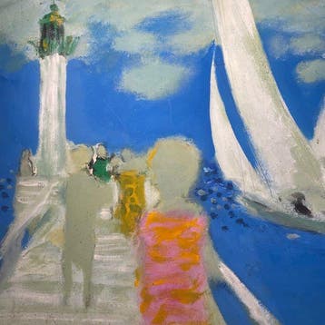 Yves Ganne (1931-2019) - Promenade au port, marine,, Antiek en Kunst