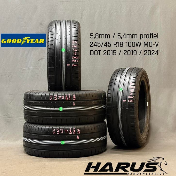 245/45/18 100W MO-V Goodyear zomerbanden 5,8/5,4mm profiel, Auto-onderdelen, Banden en Velgen, 18 inch, Erkend duurzaam, Zomerbanden