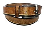 Natuurleren riem Vintage cognac met streep 4 cm. breed, Kleding | Heren, Riemen en Ceinturen, Verzenden, Nieuw