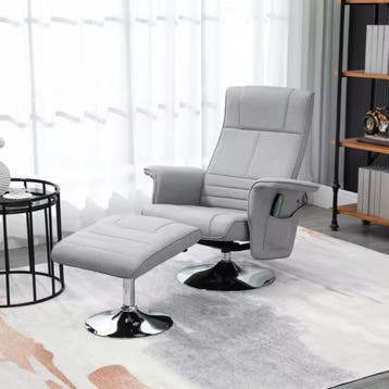 Elektrische Massagestoel Grijs – Met Voetensteun 8 punten, Huis en Inrichting, Stoelen, Verzenden, Nieuw, Grijs, Stof