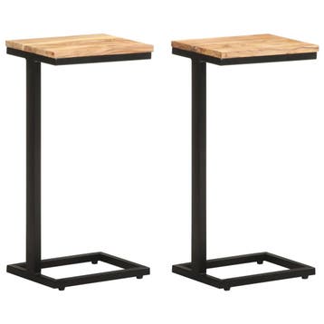 vidaXL Bijzettafels 2 st 31,5x24,5x64,5 cm massief, Huis en Inrichting, Tafels | Bijzettafels, Verzenden, Nieuw
