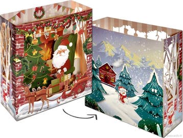 3D Kerstkaart Kerstman cadeautjes - Pop-up kaart, Verzenden, Nieuw