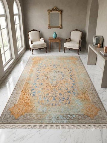 Moderne Deluxe Zijden Tapijt met een luxueuze glans -, Nieuw