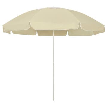 Strandparasol 240cm Zandgeel | Retourdeal 28% Korting, Kantelbaar, Nieuw, Strandparasol, 2 tot 3 meter