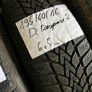2 x Dunlop 195-60-16 Winterbanden 6,5mm, Gebruikt, 16 inch, Band(en), Personenwagen