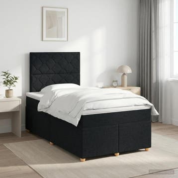 vidaXL Boxspringbed met matras met hoofdeinde Zwart 120 x, Verzenden, Nieuw, Twijfelaar, Zwart