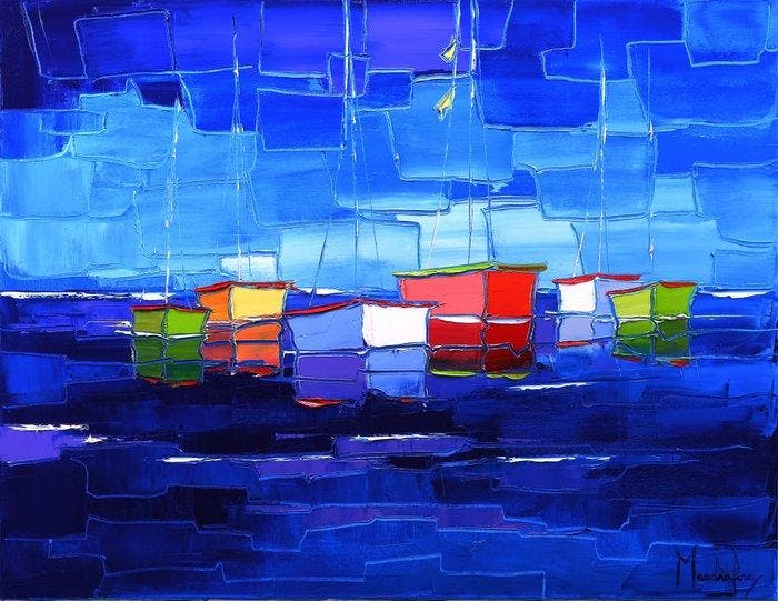 Caroline Mandrafina - Pfleger  La barque rouge  Côte, Antiek en Kunst, Kunst | Designobjecten