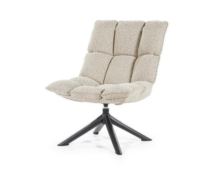 Fauteuil Dani draaibaar - Bouclé Taupe | Eleonora, Huis en Inrichting, Fauteuils, Nieuw, Ophalen of Verzenden