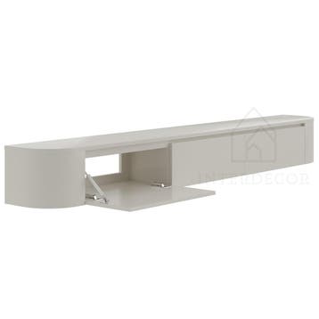 Dulce curved TV-Meubel zwevend beige 240 cm, Overige materialen, Nieuw, Ophalen of Verzenden, 200 cm of meer