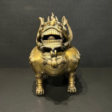 Wierookbrander - Brons - Brons leeuw censer, Antiek en Kunst