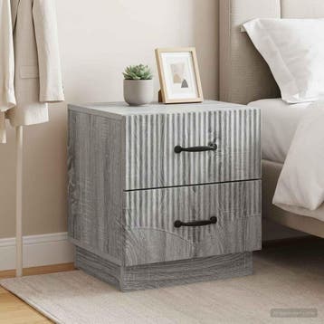 vidaXL Nachtkastje 2 st Grijs sonoma 43 x 34,5 x 44,5 cm, Minder dan 45 cm, Verzenden, Nieuw, Minder dan 55 cm
