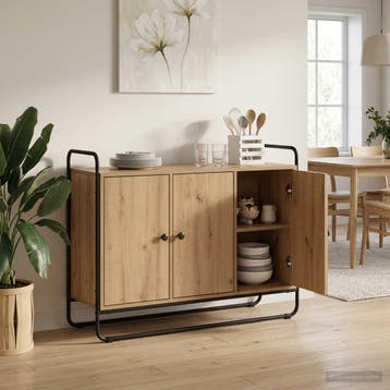 vidaXL Dressoir Artisanaal eiken 102 x 35 x 75 cm Bewerkt, Verzenden, Nieuw, Overige houtsoorten, Minder dan 50 cm