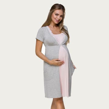 Lupoline Zwangerschapsjurk / Voedingsjurk Pretty Grey met mo, Verzenden, Nieuw