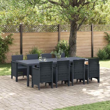 vidaXL Tuin Eetset 9 st Antraciet Polypropyleen, Verzenden, Nieuw, Meer dan 8 zitplaatsen