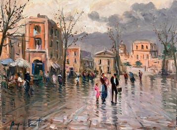 Pasquale Vuotto (1958) - Passeggiata dopo la pioggia, Antiek en Kunst