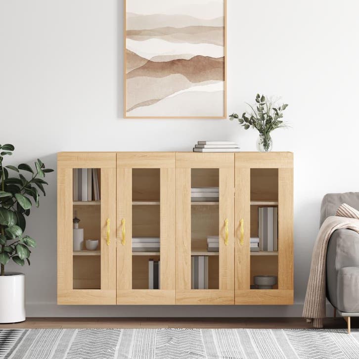 vidaXL Hangkasten 2 st bewerkt hout sonoma eikenkleurig, Huis en Inrichting, Kasten | Buffetkasten, Nieuw, Overige houtsoorten