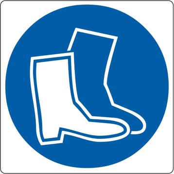 Vloerpictogram “veiligheidsschoenen verplicht” - Wit & Blauw, Verzenden