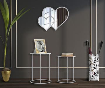 TAFEL WIT HARTS COPPIA CM Ø 43X60-38X55, Huis en Inrichting, Ophalen of Verzenden, Nieuw