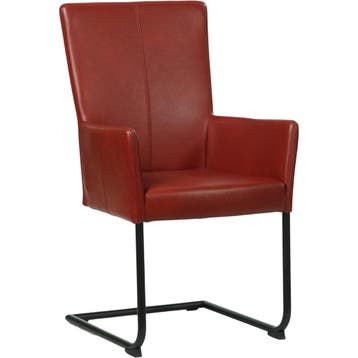 Leren eetkamerstoel Dry met armleuning - Granada Rouge, Nieuw, Leer, Ophalen of Verzenden, Rood