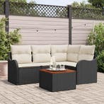 vidaXL Tuinbankenset met opslag 5 pcs Zwart en Crème poly, Verzenden, Nieuw, Rotan