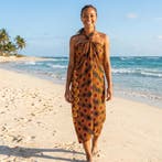 Sarong / pareo - Strandkleding wikkelrok - Bruin Oranje Peac, Ophalen of Verzenden, Nieuw