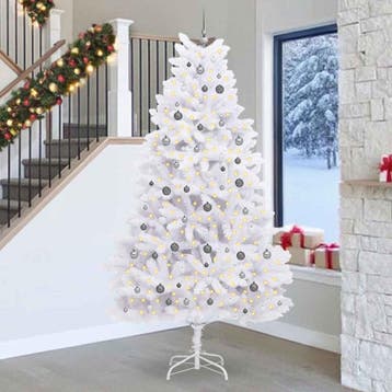 vidaXL Kunstkerstboom 270 cm PVC en staal Wit, Diversen, Verzenden, Nieuw