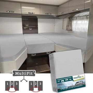 MultiFit®Jersey hoeslakenset - 3 delig met midden matras, Eenpersoons, Verzenden, Nieuw, Wit
