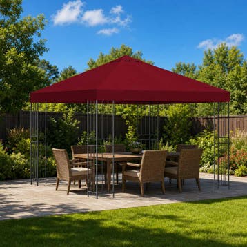 vidaXL Paviljoen 3 x 3 m Bordeauxrood Polyester en staal 190, Verzenden, Nieuw