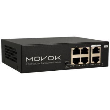 Movok 6 Poorts PoE Switch, 100Mb, 250m PoE, Computers en Software, Netwerk switches, Ophalen of Verzenden, Nieuw