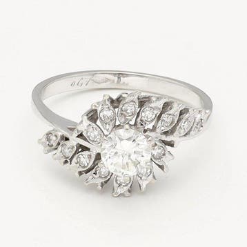 Ring - 18 karaat Witgoud - briljant/single cut, Nieuw